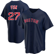 Carlton Fisk Youth Boston Red Sox Alternate Jersey - Navy Replica