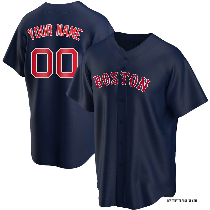 Custom Men's Boston Red Sox Alternate Jersey - Navy Replica