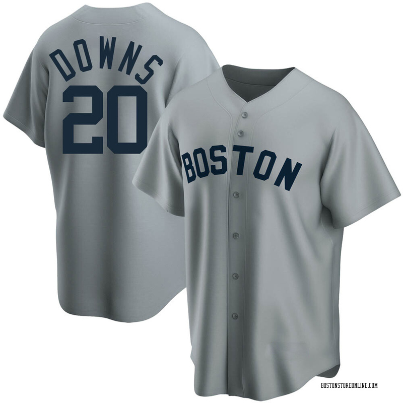 Jeter Downs Men's Boston Red Sox Road Cooperstown Collection Jersey - Gray  Replica