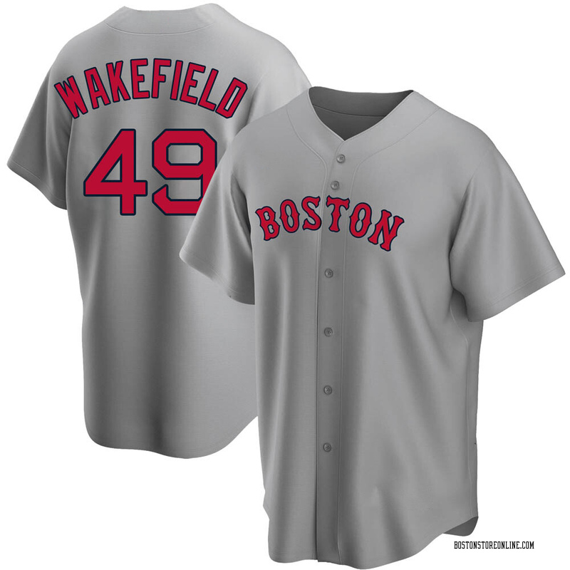 Buy MLB Men's Boston Red Sox Tim Wakefield Road Gray Short Sleeve 6 Button  Synthetic Replica Baseball Jersey (Road Gray, Large) Online at Low Prices  in India 